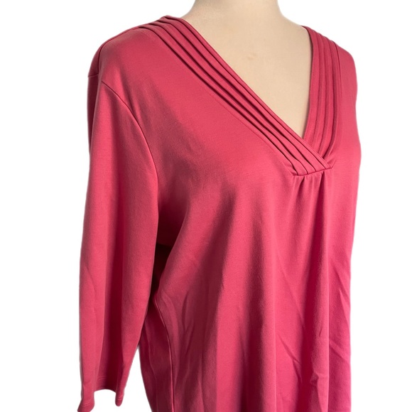 L.L. Bean supima cotton V-neck top size XL pink boxy lagenlook - Picture 8 of 8